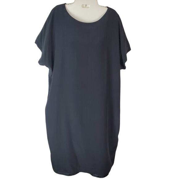 Vintage Spenser Jeremy Silk Black Dress Size 16W Lagenlook Minimalist Staple - Picture 1 of 7